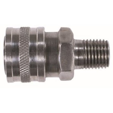 MIDLAND METAL High Pressure Coupler, Straight Through, 38 Female Inlet, 38 Male Outlet, 6000 psi Pressure, 212 86031SS